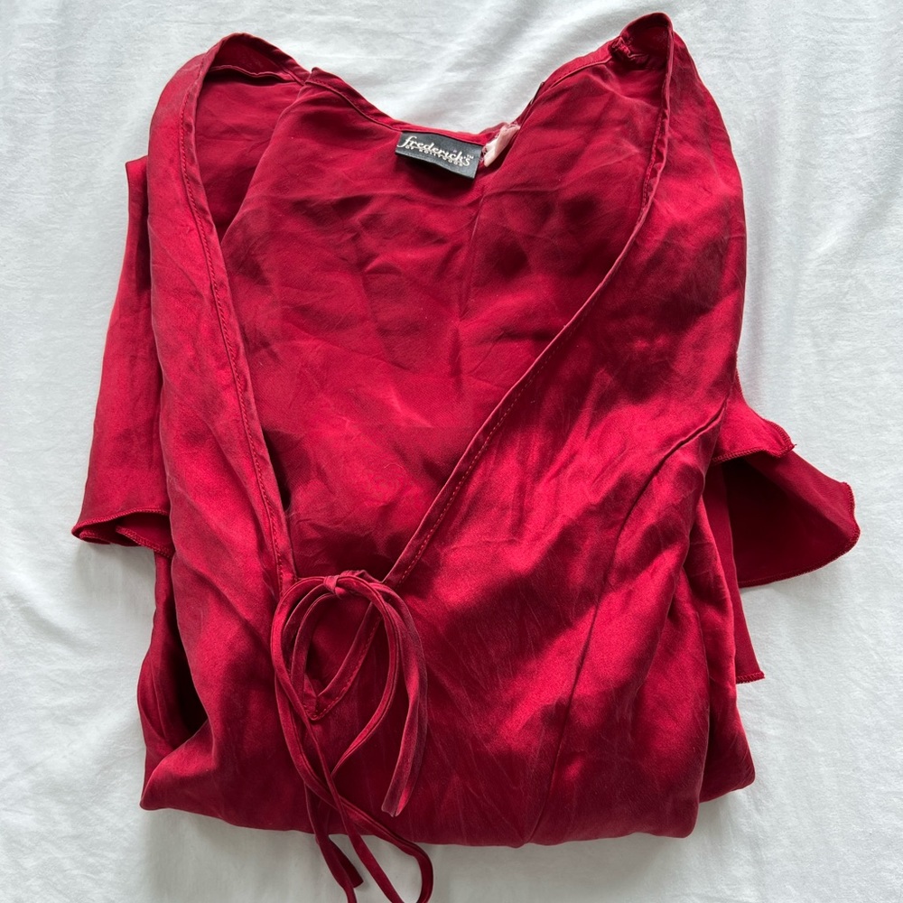 Long Sleeve Red Satin Dress